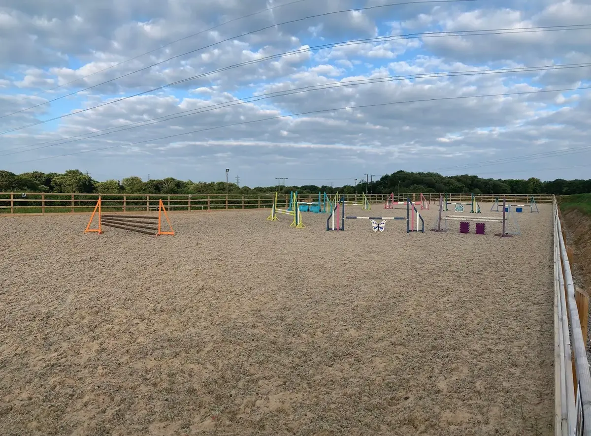 A full show-jump course set out in Cae Hamdden Arena