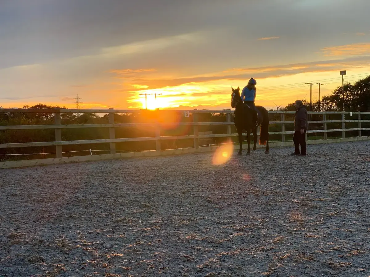 An evening coaching session at sunset